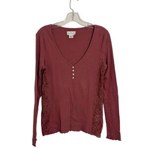 Vintage Y2K Denim & Supply Brown Henley Size Large Elena Gilbert Vampire Diaries